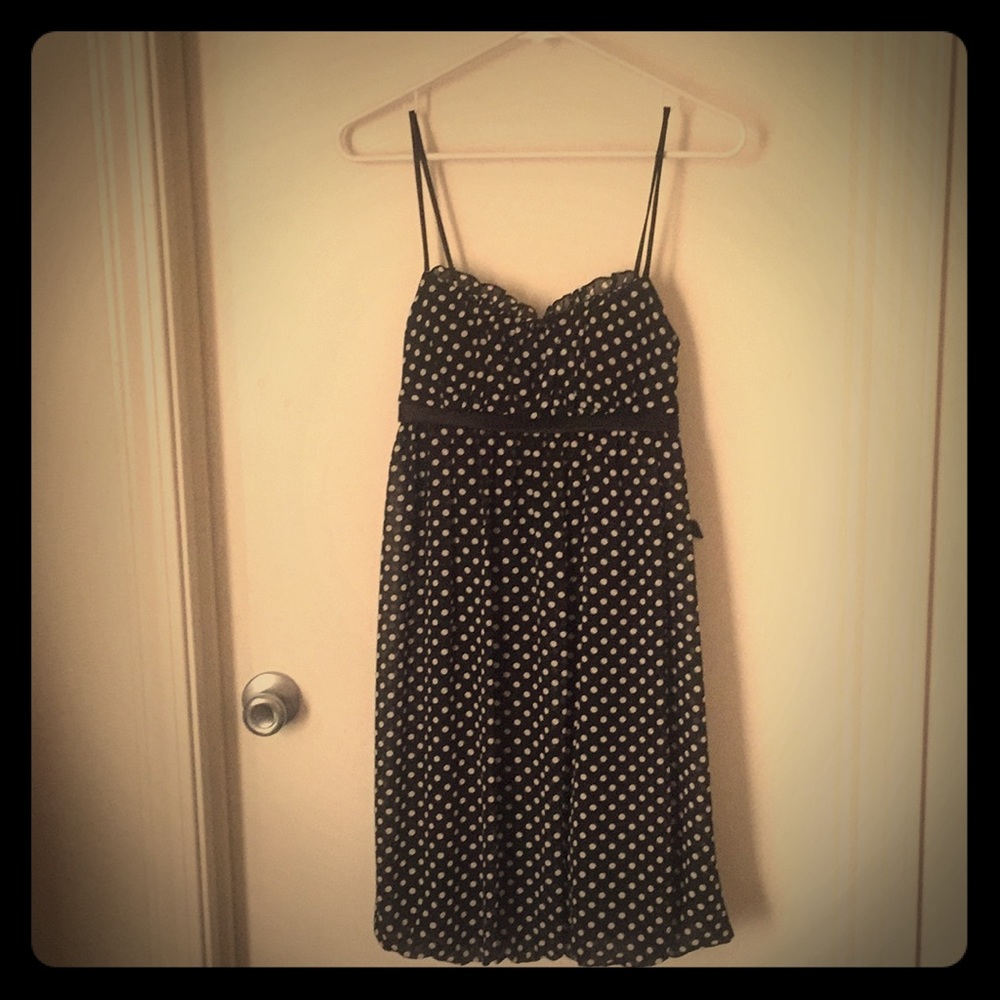 White polka dot spaghetti dress